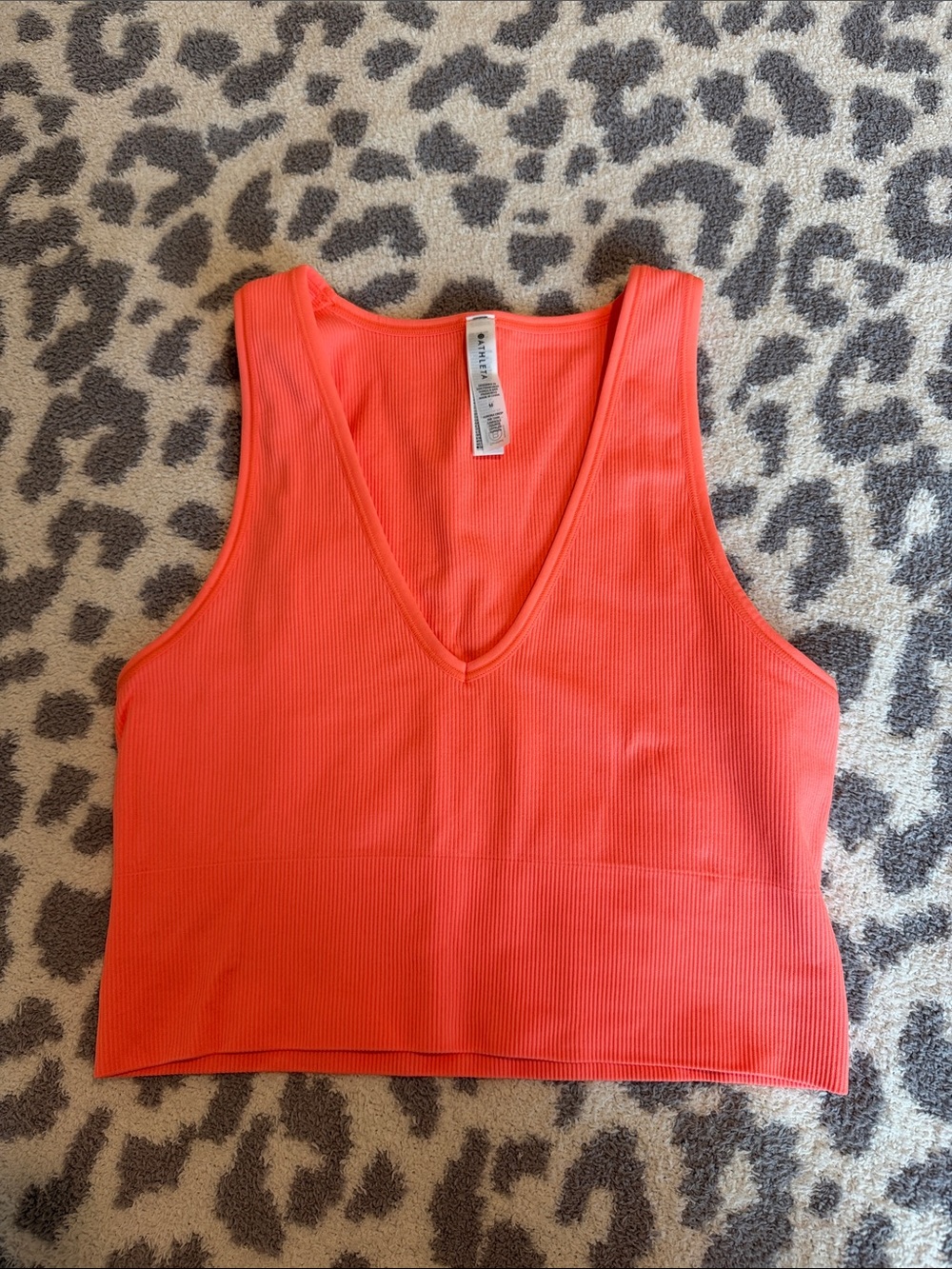 Athleta Coral Ribbed V-Neck Crop Tank